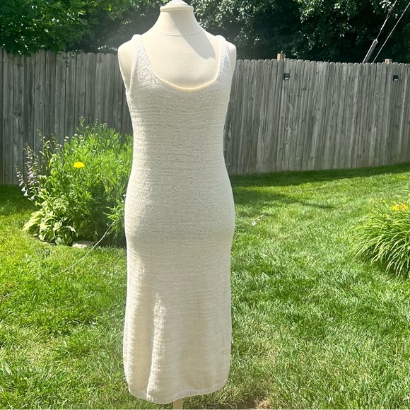 VINCE Textured Knit Square-Neck Dress Cream Size Medium Great Condition - Picture 4 of 14